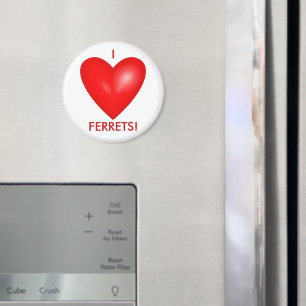 Aimant J'aime les furets au coeur rouge
