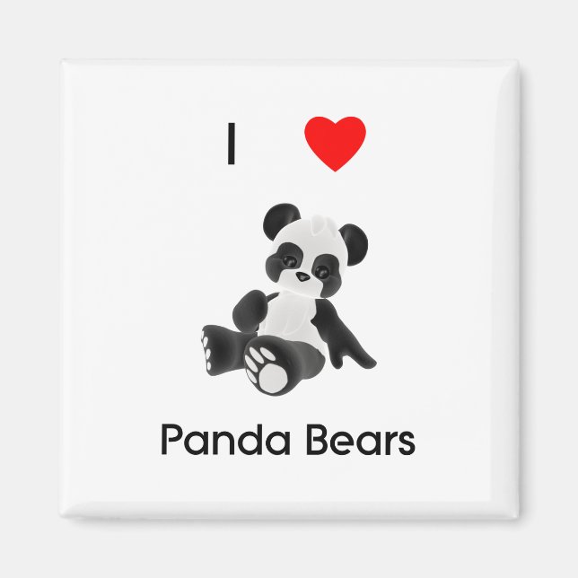 Aimant J'Aime Les Panda Bears (Devant)
