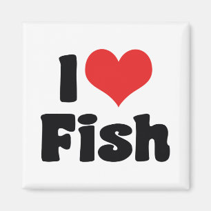 Aimant J'aime les poissons à cœur - Amoureux d'aquarium