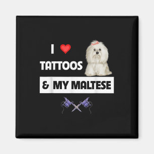 Aimant J'Aime Les Tattoos Et Mon Chien Maltais Maltipoo M