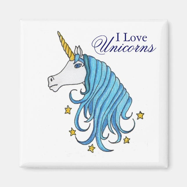 Aimant J'Aime Les Unicornes (Devant)