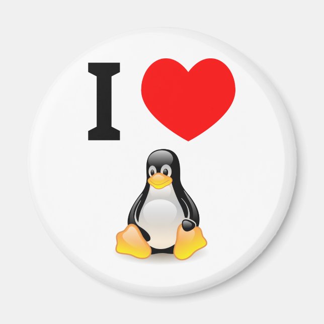 Aimant J'aime Linux (Devant)
