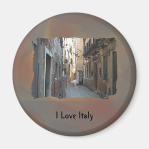 Aimant J'aime l'Italie - petite rue italienne
