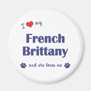 Aimant J'aime ma Bretagne française (le chien femelle)