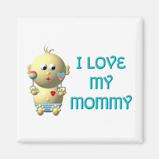 Aimant J'aime ma maman Bouncing Baby avec le coeur et les