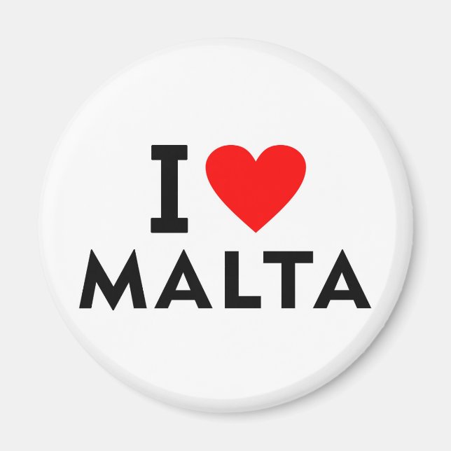 Aimant J'aime Malte pays comme voyage de coeur tourisme (Devant)