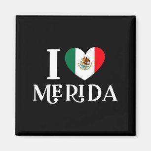 Aimant J'aime Merida Cœur Drapeau du Mexique