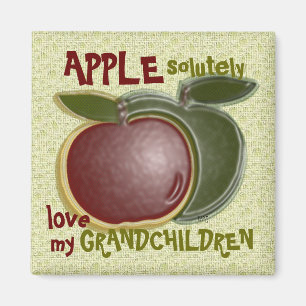 Aimant J'aime mes petits-enfants Pommes humoristiques