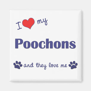 Aimant J'Aime Mes Poochons (Chiens Multiples)