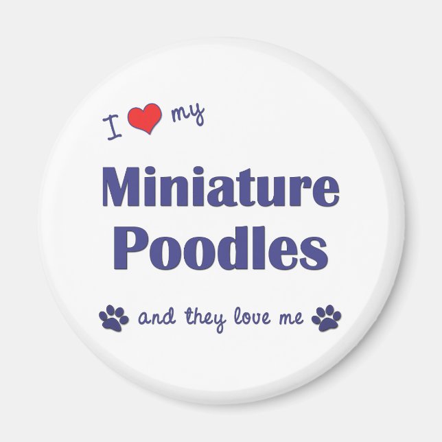 Aimant J'Aime Mes Poodles Miniatures (Chiens Multiples) (Devant)