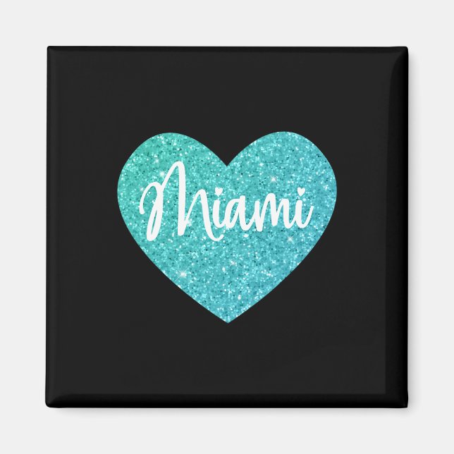 Aimant J'aime Miami Floride Cœur  (Devant)