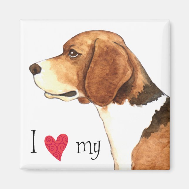 Aimant J'aime mon Beagle (Devant)