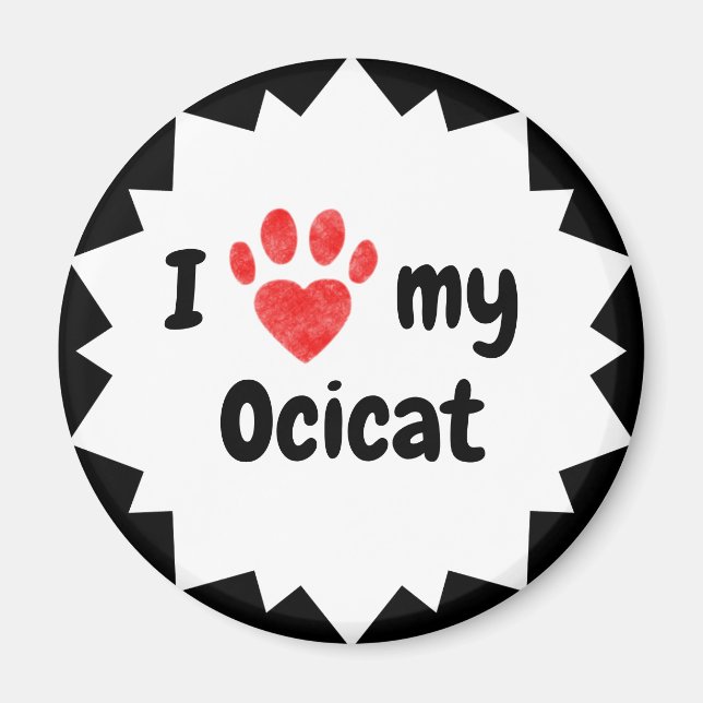 Aimant J'Aime Mon Cat Ocicat (Devant)