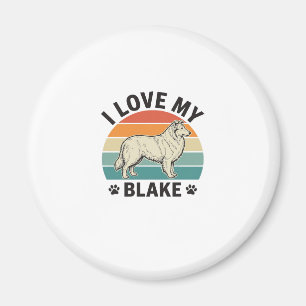 Aimant J'aime mon chien Blake rétro gravure Design_1