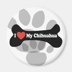 Aimant J'aime mon chiwawa - os de chien