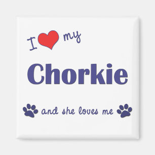 Aimant J'aime mon Chorkie (le chien femelle)