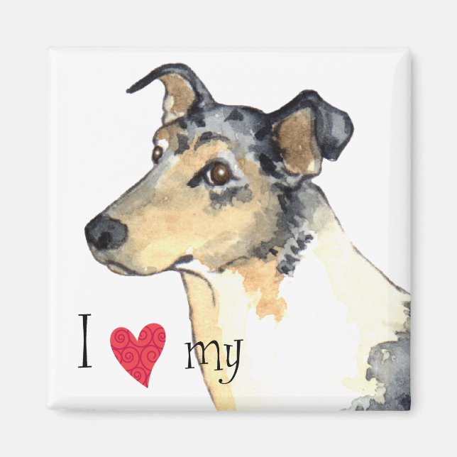 Aimant J'aime mon collie lisse (Devant)
