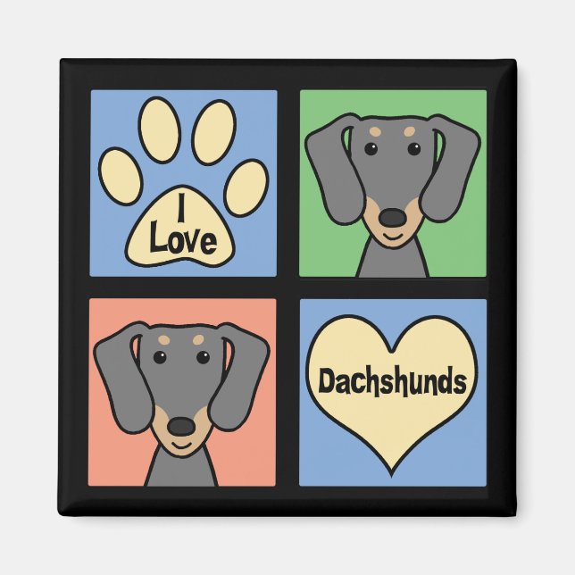 Aimant J'Aime Mon Dachshund (Devant)