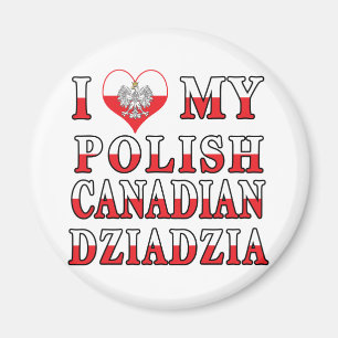 Aimant J'aime mon drapeau polonais de Dziadzia de