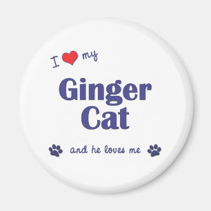 Aimant J'Aime Mon Ginger Cat (Homme Cat)