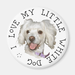 Aimant J'Aime Mon Petit Poodle De Chien Blanc / Mélange D