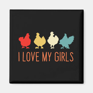 Aimant J'aime mon poulet de filles J'aime mes poules de f