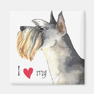 Aimant J'aime mon Schnauzer miniature
