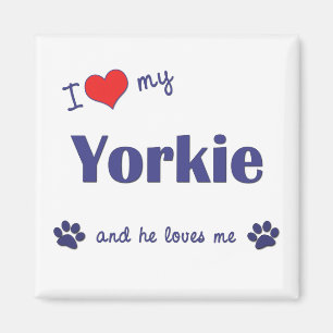 Aimant J'aime mon Yorkie (le chien masculin)