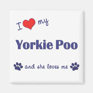 Aimant J'Aime Mon Yorkie Poo (Chien Femme)