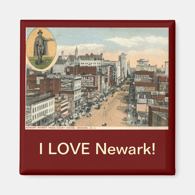 Aimant J'AIME Newark NJ Vintage (Devant)