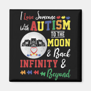 Aimant J'Aime Quelqu'Un Avec L'Autisme Sur La Lune Et De