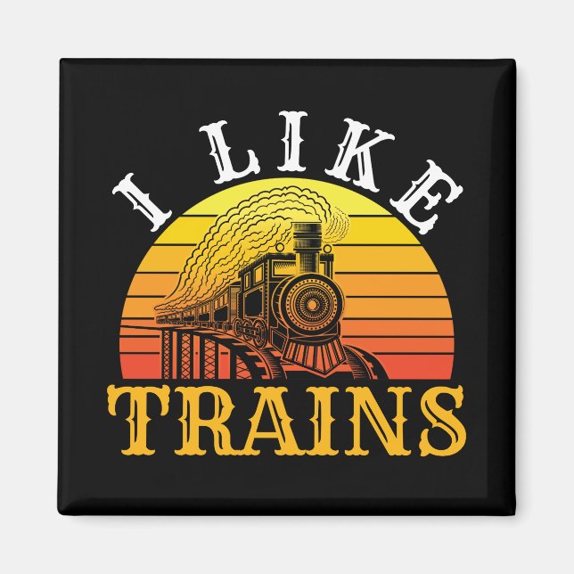 Aimant J'Aime Trains Retro Train Lover (Devant)