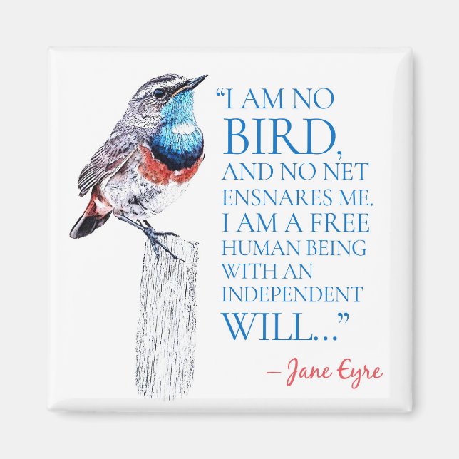 Aimant Jane Eyre - Je Ne Suis Pas Un Oiseau - Oiseau Bleu (Devant)