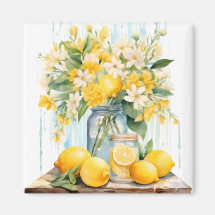 Aimant Jar à fleurs de citron d'été