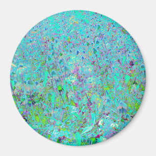 Aimant Jardin à fleurs vert et violet Abstrait Aqua