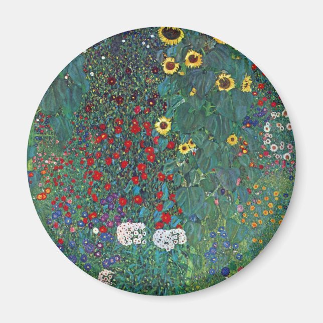 Aimant Jardin agricole avec tournesol par Klimt, Fleurs V (Devant)