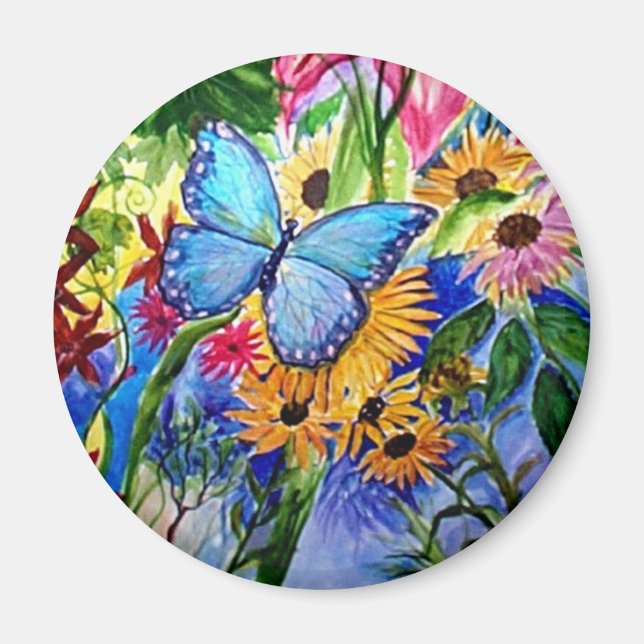 Aimant Jardin aux papillons bleus (Devant)