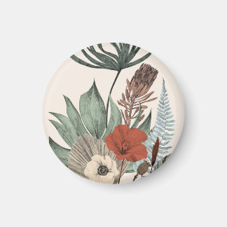 Aimant Jardin botanique vintage - Fleurs sauvages & Prote