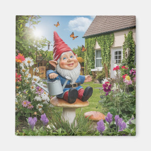 Aimant Jardin Charmant Nain avec Arrosoir