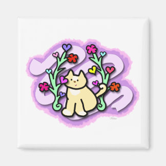 Aimant Jardin de chat rempli d'amour et de couleur