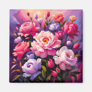 Aimant Jardin de printemps Zen lever de soleil Fleur rose