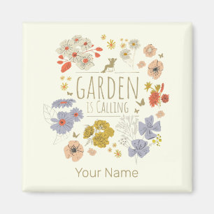 Aimant Jardin Fleurs botaniques pour jardiner maman et pa