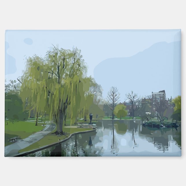 Aimant Jardin public de Boston Massachusetts peinture (Recto)