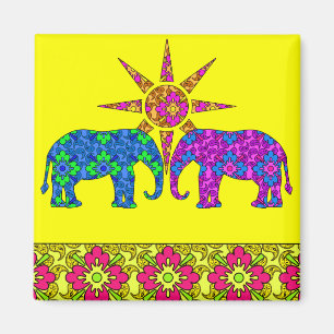 Aimant Jaune coloré lumineux lunatique d'éléphants de