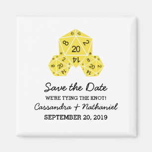 Aimant Jaune D20 dés Enregistrer l'aimant de date