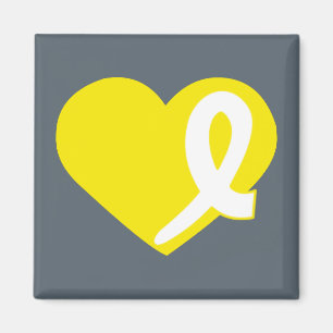 Aimant jaune de carré de ruban de coeur de cancer