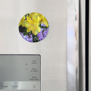 Aimant Jaune et Fleurs Lilac Violettes