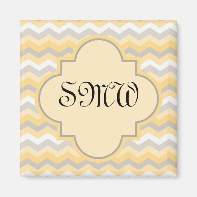 Aimant Jaune/Gris Chevron Zigzag (Devant)