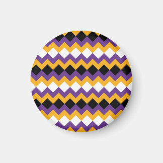 Aimant Jaune, violet, noir et blanc Zigzag Chevron