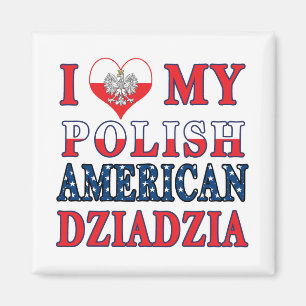 Aimant J'Coeur Mon Polonais Américain Dziadzia